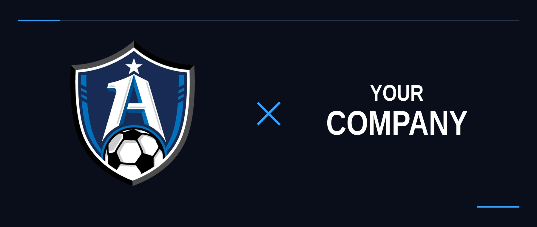 1A Soccer logo × YOUR COMPANY — community partnership